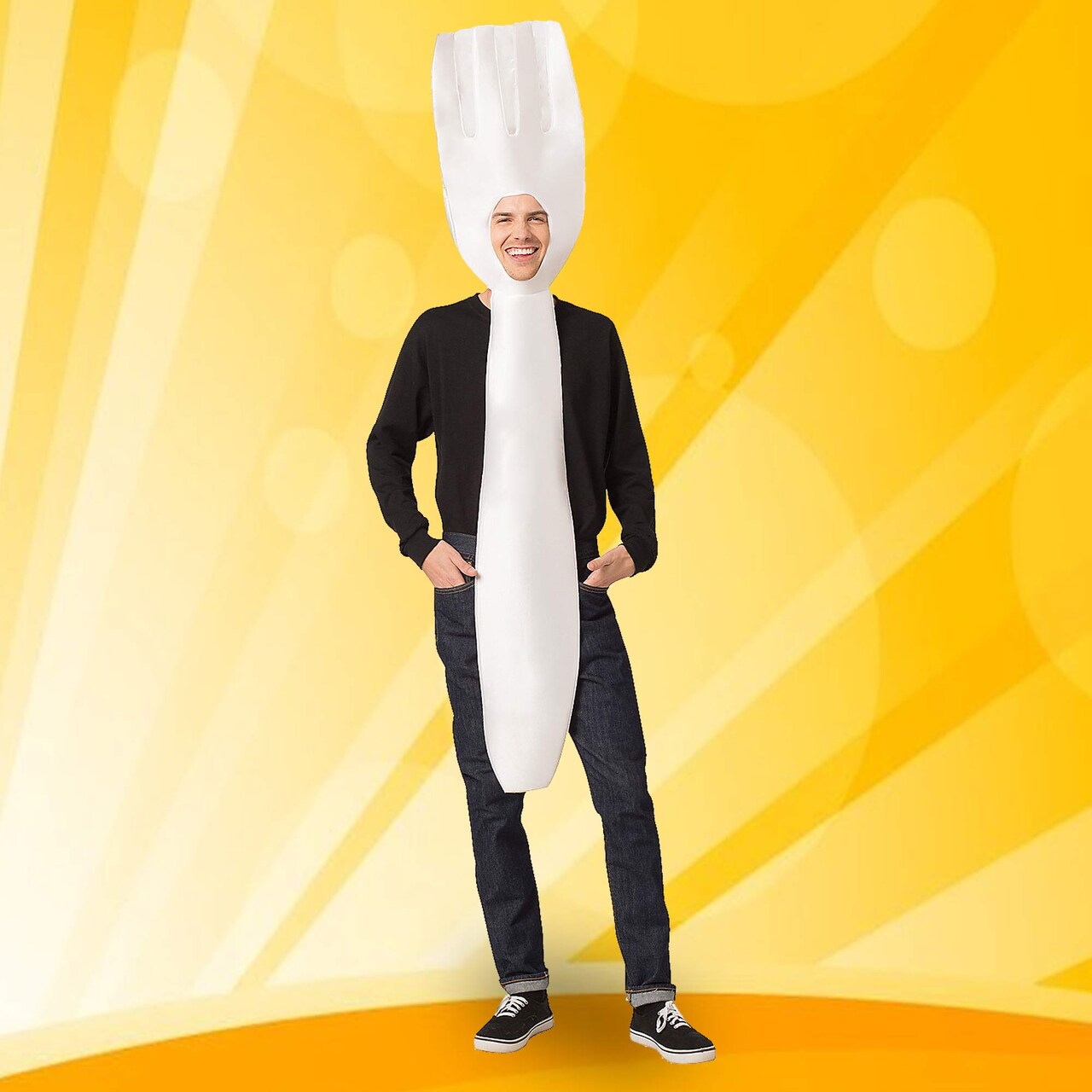 Funny Fork White Adult Costume One Piece Lightweight Halloween Party Outfit